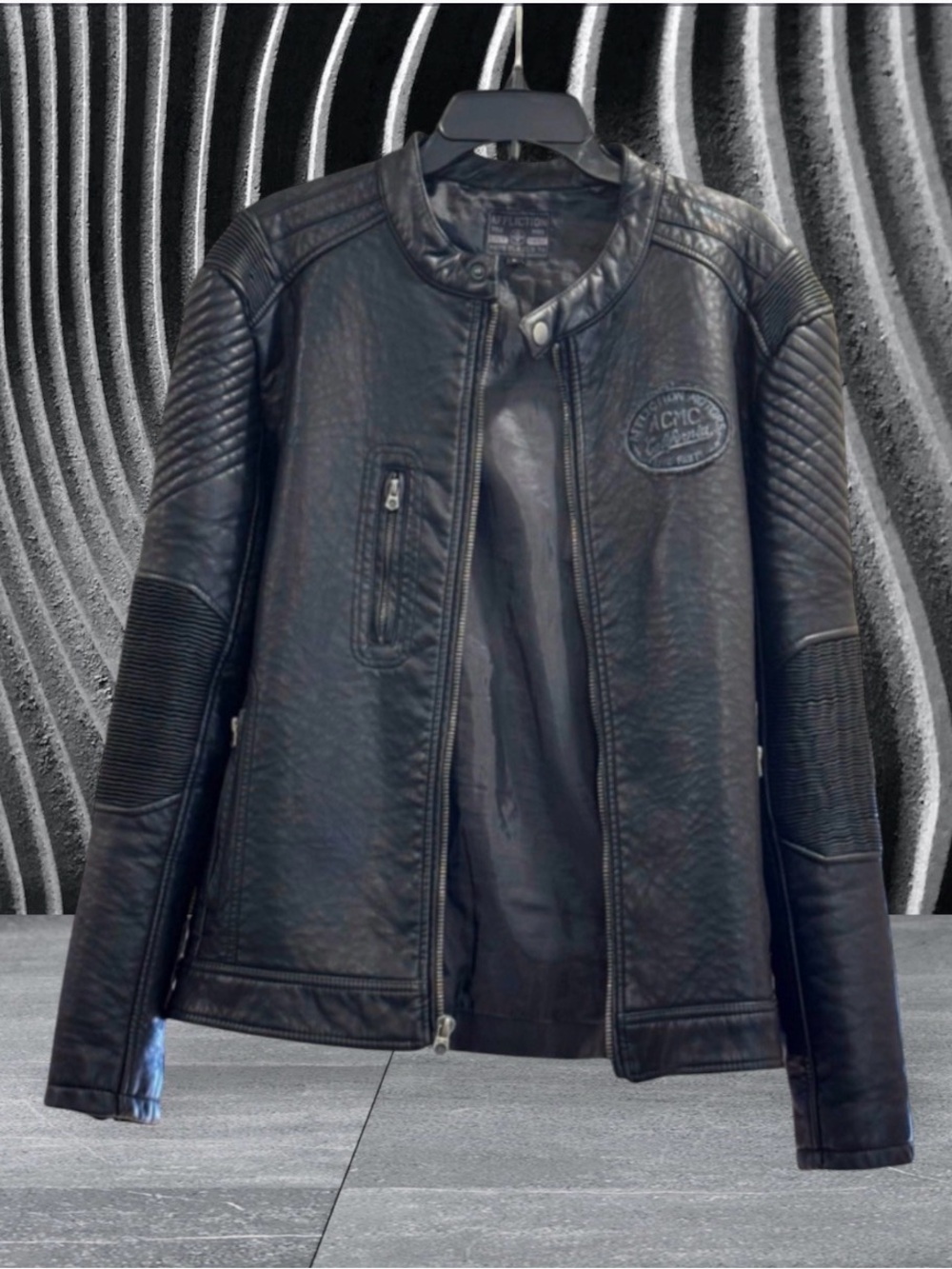Men’s Affliction Faux Leather “Live Fast” Moto Jacket Size Large